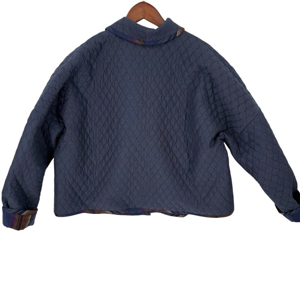 Quilted Crop Jacket Custom Made Lined M/L Blue Lagenlook Festival New - Picture 2 of 6